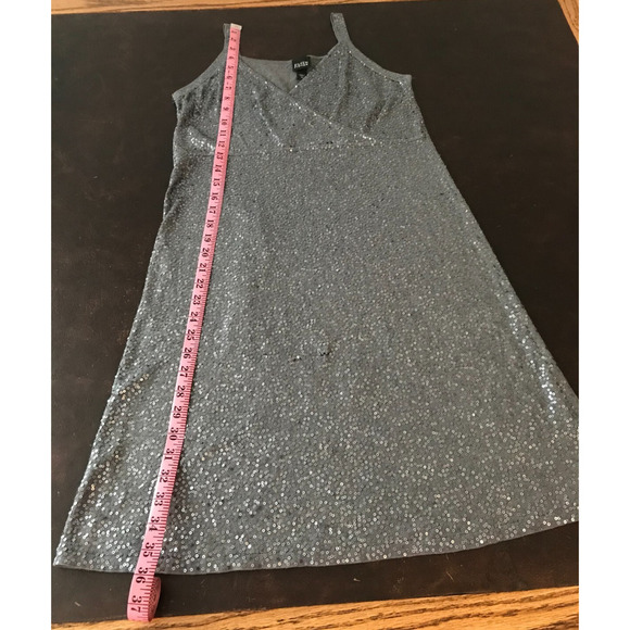 Eileen Fisher Women’s Sequin Surplice Wrap Gray Dress Silk/Cotton - EXSM - Picture 6 of 10